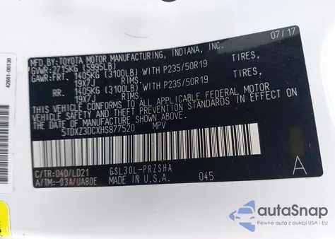 2017 Toyota Sienna Se 8 Passenger from USA, damaged, VIN 5TDXZ3DCXHS877520